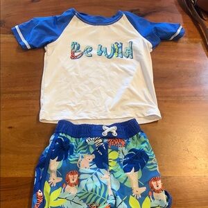 Blue and White 'Be Wild' Kids Outfit 2T